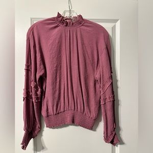 Purple smocked LS boutique top